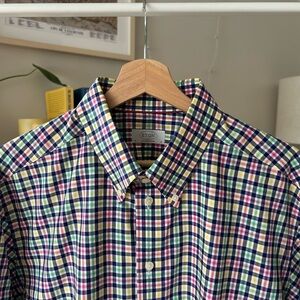 Eton Vibrant Plaid Checkered Men's Dress Shirt Contemporary Fit XXL 46 18